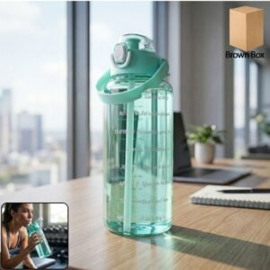 2 Litre Motivational Sports Water Bottle with Straw